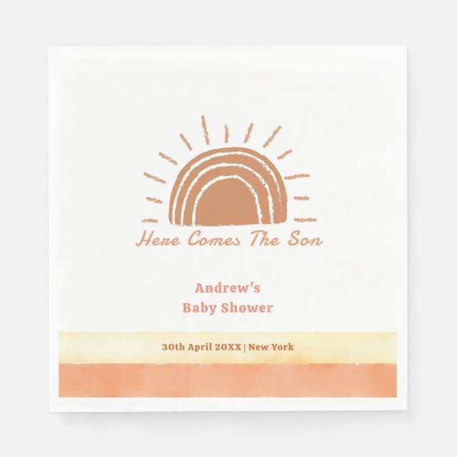 Guardanapo De Papel Boho Desert Vem O Filho Bebê Chuveiro (Frente)