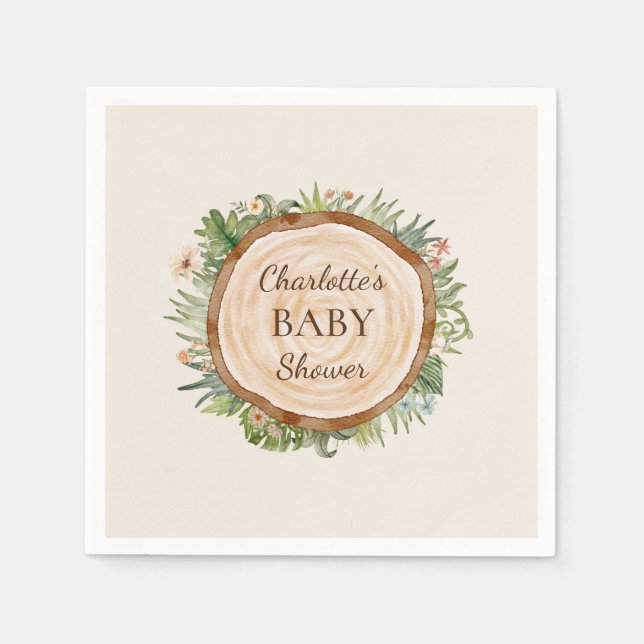 Guardanapo De Papel Boho Dinosaur Beige Chá de fraldas Napkins (Frente)