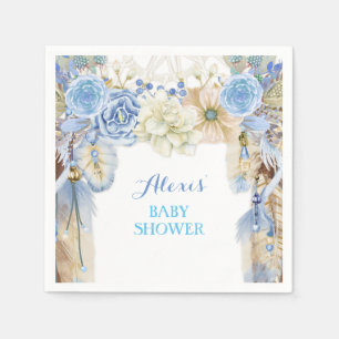 Guardanapo De Papel Boho Dream Catcher Feather Tribal Periwinkle Blue