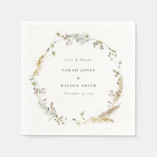 Guardanapo De Papel Boho Dry Palm Pampas Grass Floral Wreath Casamento