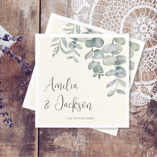 Guardanapo De Papel Boho Dusty Casamento Eucalyptus Azul