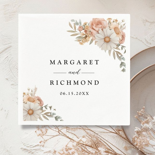 Guardanapo De Papel Boho Dusty Rosa Floral Wedding (Criador carregado)