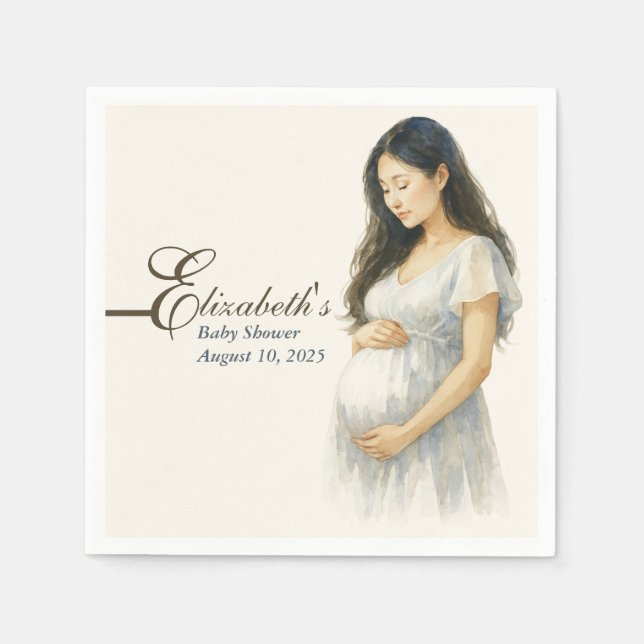 Guardanapo De Papel Boho Elegant  baby shower Asian mom-to-be (Frente)