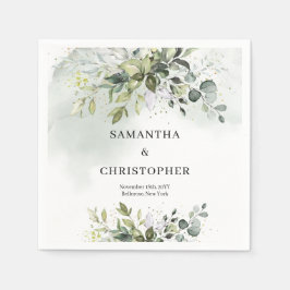 Guardanapo De Papel Boho Eucalyptus verde galhos falsos de ouro