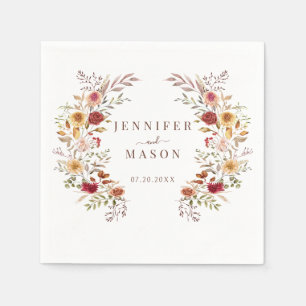 Guardanapo De Papel Boho Fall Autumn Flowers Secos Wreath Casamento
