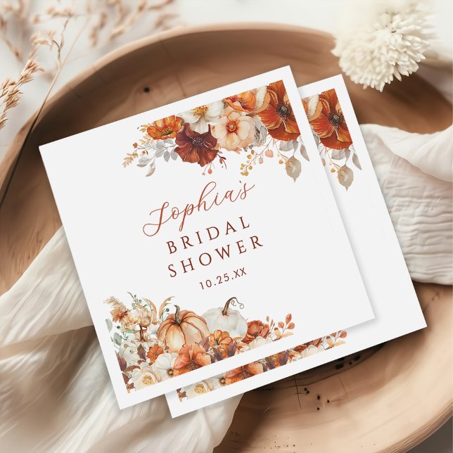 Guardanapo De Papel Boho Fall Floral Pumpkin Bridal Shower (Criador carregado)