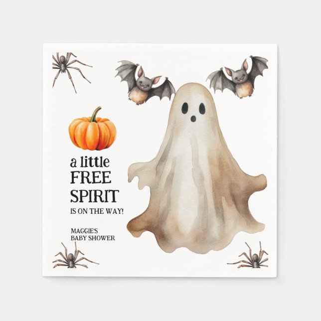 Guardanapo De Papel Boho Fall Ghost Wildflower Halloween Baby Shower (Frente)