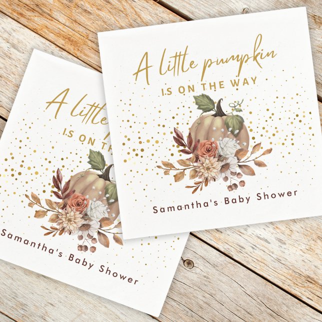 Guardanapo De Papel Boho Fall Sweet Little Pumpkin Chá de fraldas (Boho Fall Sweet Little Pumpkin Baby Shower Napkins)