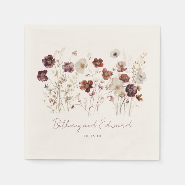 Guardanapo De Papel Boho Fall Wildflower Wedding (Frente)