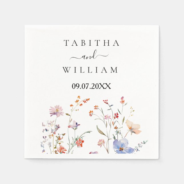 Guardanapo De Papel Boho Floral casamento de flores silvestres (Frente)