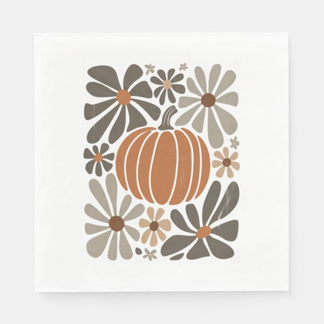 Guardanapo De Papel Boho Floral Fall Pumpkin Season (Frente)