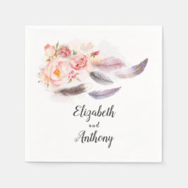 Guardanapo De Papel Boho Floral Feather