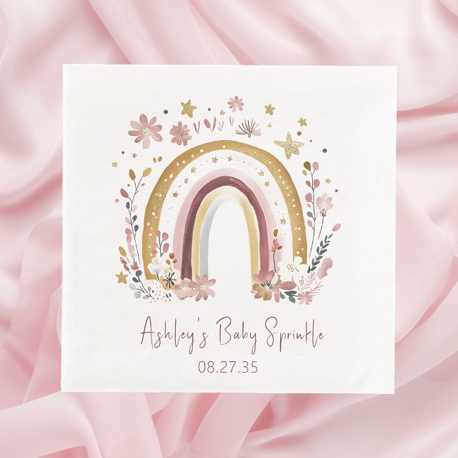 Guardanapo De Papel Boho Floral Rainbow Baby Sprinkle Luncheon (Criador carregado)