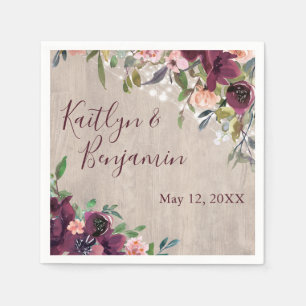 Guardanapo De Papel Boho Floral Rustic Wood Luz Versátil Casamento