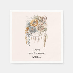Guardanapo De Papel Boho Flowers e Dreamcatcher - Aniversário