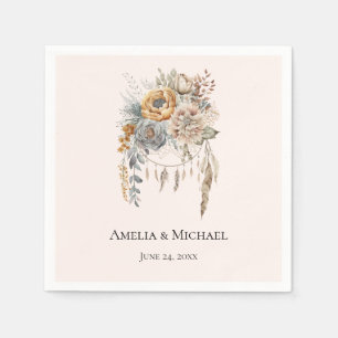 Guardanapo De Papel Boho Flowers e Dreamcatcher - Casamento