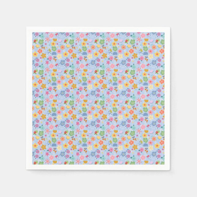 Guardanapo De Papel Boho Flowers Padrão B01.w Lblue BG (Frente)