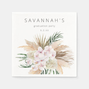 Guardanapo De Papel Boho Grama Pampas Praia Floral Nome ou Monograma
