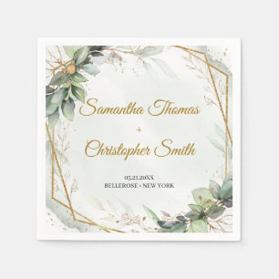 Guardanapo De Papel Boho greenery eucalyptus foliage gold casamento