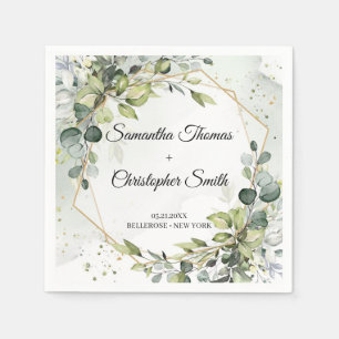 Guardanapo De Papel Boho greenery eucalyptus foliage gold casamento