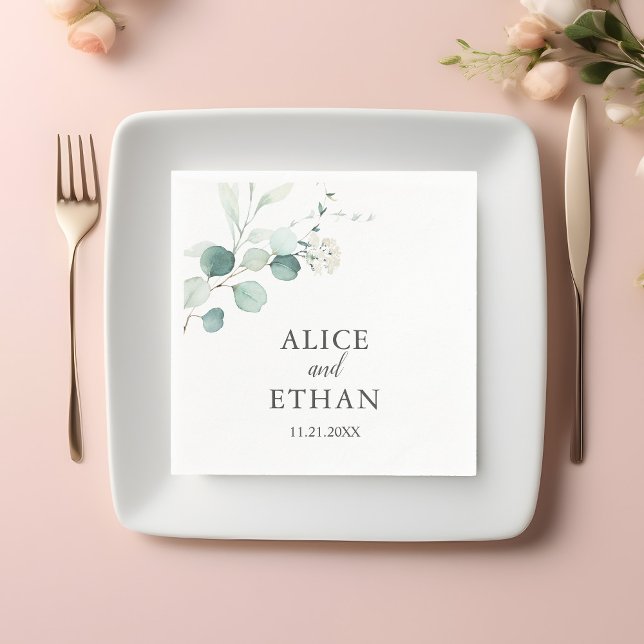 Guardanapo De Papel Boho Greenery Eucalyptus Wedding (Criador carregado)