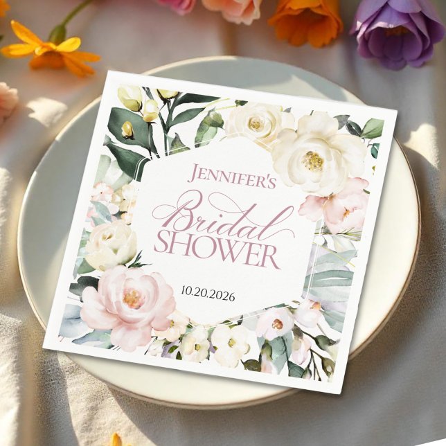 Guardanapo De Papel Boho Greenery Floral Frame Wedding (Criador carregado)