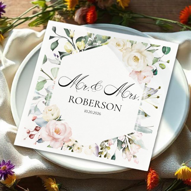 Guardanapo De Papel Boho Greenery Floral Frame Wedding (Criador carregado)