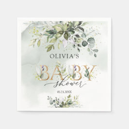 Guardanapo De Papel Boho greenery Foliage - chá de fraldas de letras d