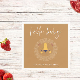Guardanapo De Papel Boho Hello Baby Lion Chá Dourado
