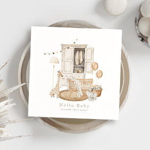 Guardanapo De Papel Boho Hello Baby Nurserbe Wardrobe Chá de fraldas C
