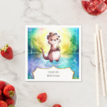 Guardanapo De Papel Boho Kids Otter Birthday<br><div class="desc">Adicione um toque de charme de vô à sua mesa com nossos guardanapos "Boho Kids Otter Birthday". Estes guardanapos exibem ilustrações fofinhas em conjunto com elementos de design eritrosos e brancos, trazendo uma sensação de encanto para a sua celebração. Feitos com materiais macios e absorventes, são perfeitos para manter pequenas...</div>