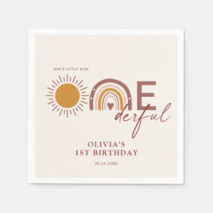Guardanapo De Papel Boho Little Miss Onederful 1º Aniversário