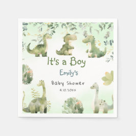 Guardanapo De Papel Boho Modern Boho Watercolor Dinosaur Greenery Boy 