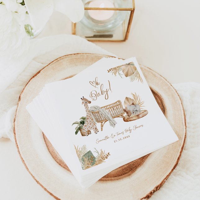 Guardanapo De Papel Boho Moderno Sexo Cardíaco Chá de fraldas Neutro (Criador carregado)