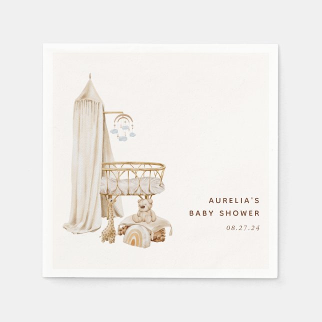 Guardanapo De Papel Boho Nursery Chá de fraldas (Frente)