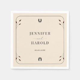 Guardanapo De Papel Boho Ocidental Ferradura Monograma Casamento Russo