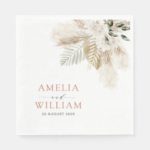 Guardanapo De Papel boho pampas e casamento verde
