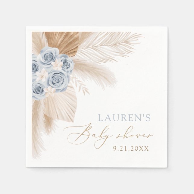 Guardanapo De Papel Boho Pampas Grass Boy Chá de fraldas Napkins (Frente)