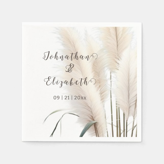 Guardanapo De Papel Boho Pampas Grass Wedding (Frente)