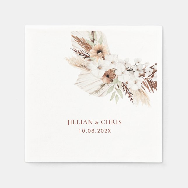 Guardanapo De Papel boho pampas terracotta casamento floral (Frente)