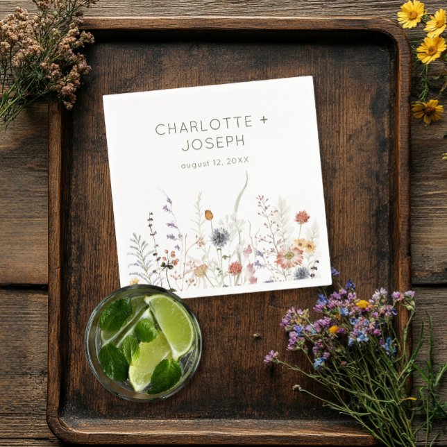 Guardanapo De Papel Boho Pastel Wildflower Modern Floral Weding (Criador carregado)