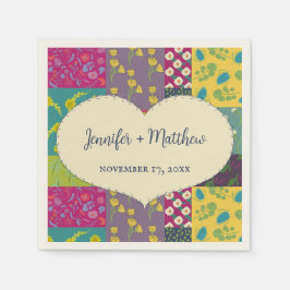 Guardanapo De Papel Boho Patchwork Quilt and Heart Shape Weding