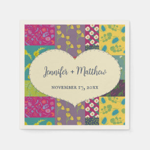 Guardanapo De Papel Boho Patchwork Quilt and Heart Shape Weding