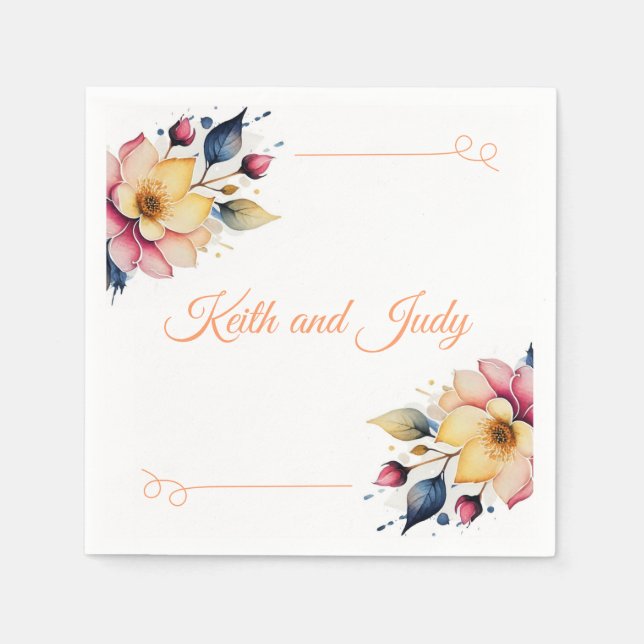 Guardanapo De Papel Boho Peachy Floral (Frente)