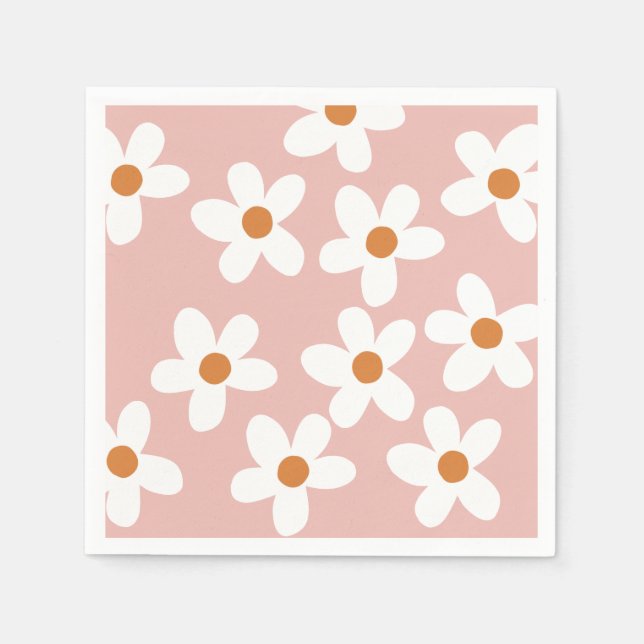 Guardanapo De Papel Boho Pink Daisy Birthday (Frente)