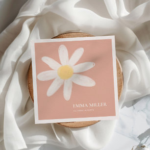 Guardanapo De Papel Boho Pink Daisy Floral Napkins