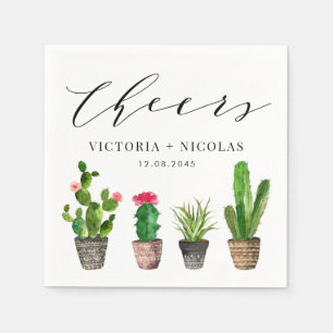 Guardanapo De Papel Boho Potted Cactus Wedding Obrigado