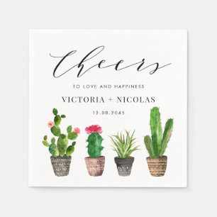 Guardanapo De Papel Boho Potted Succulents and Cactus Summer Wedding
