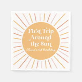 Guardanapo De Papel Boho Primeira Viagem ao redor do Sol 1º aniversári