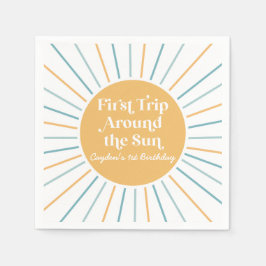 Guardanapo De Papel Boho Primeira Viagem ao redor do Sol 1º aniversári